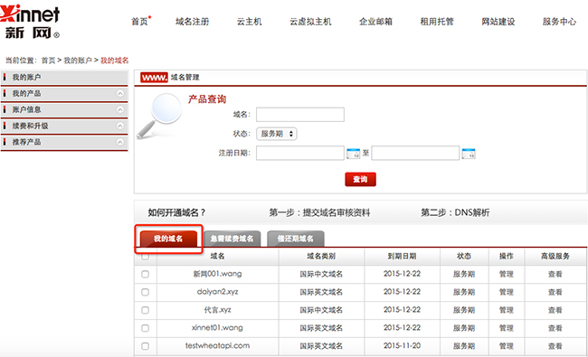 点击我的域名